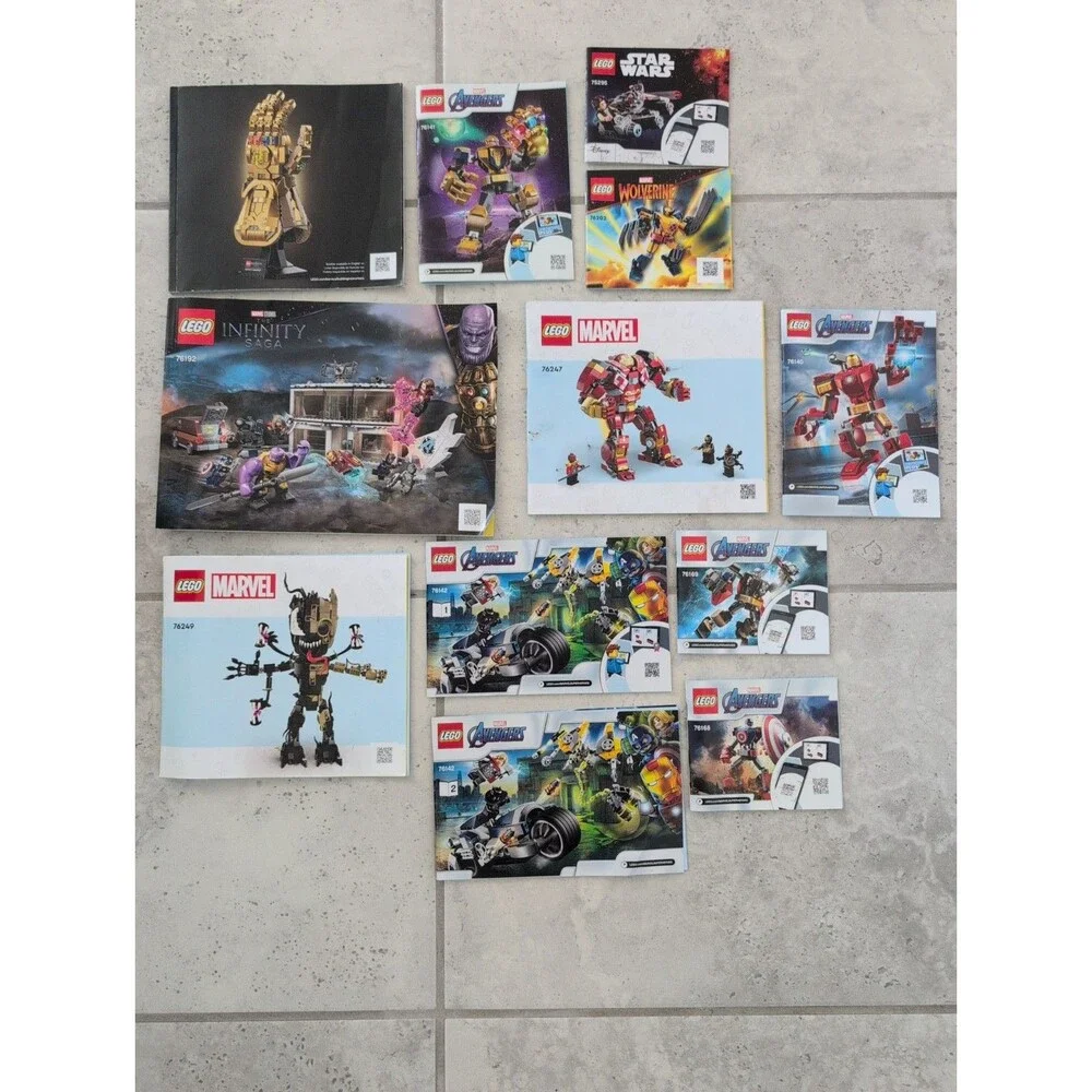LEGO Marvel Avengers Instruction Manuals Lot of 12.  No Bricks Included